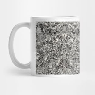 Abstract Black and White Ornate Pen and Ink Drawing Mug